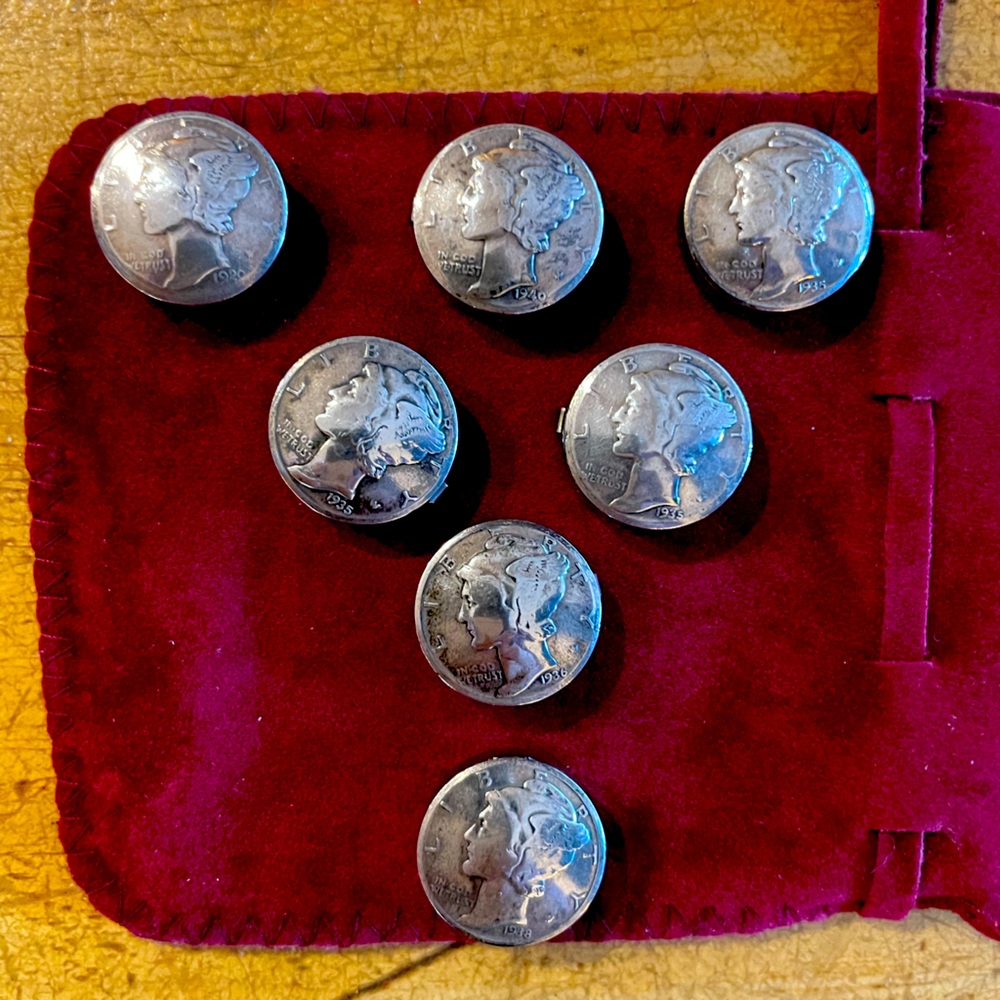 Silver Dime Mercury Head Button Covers
